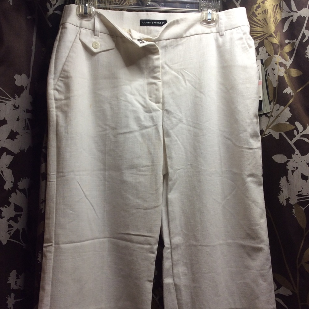 NWT Counterparts White "Linen-Like" Trousers - Size 10 ✨